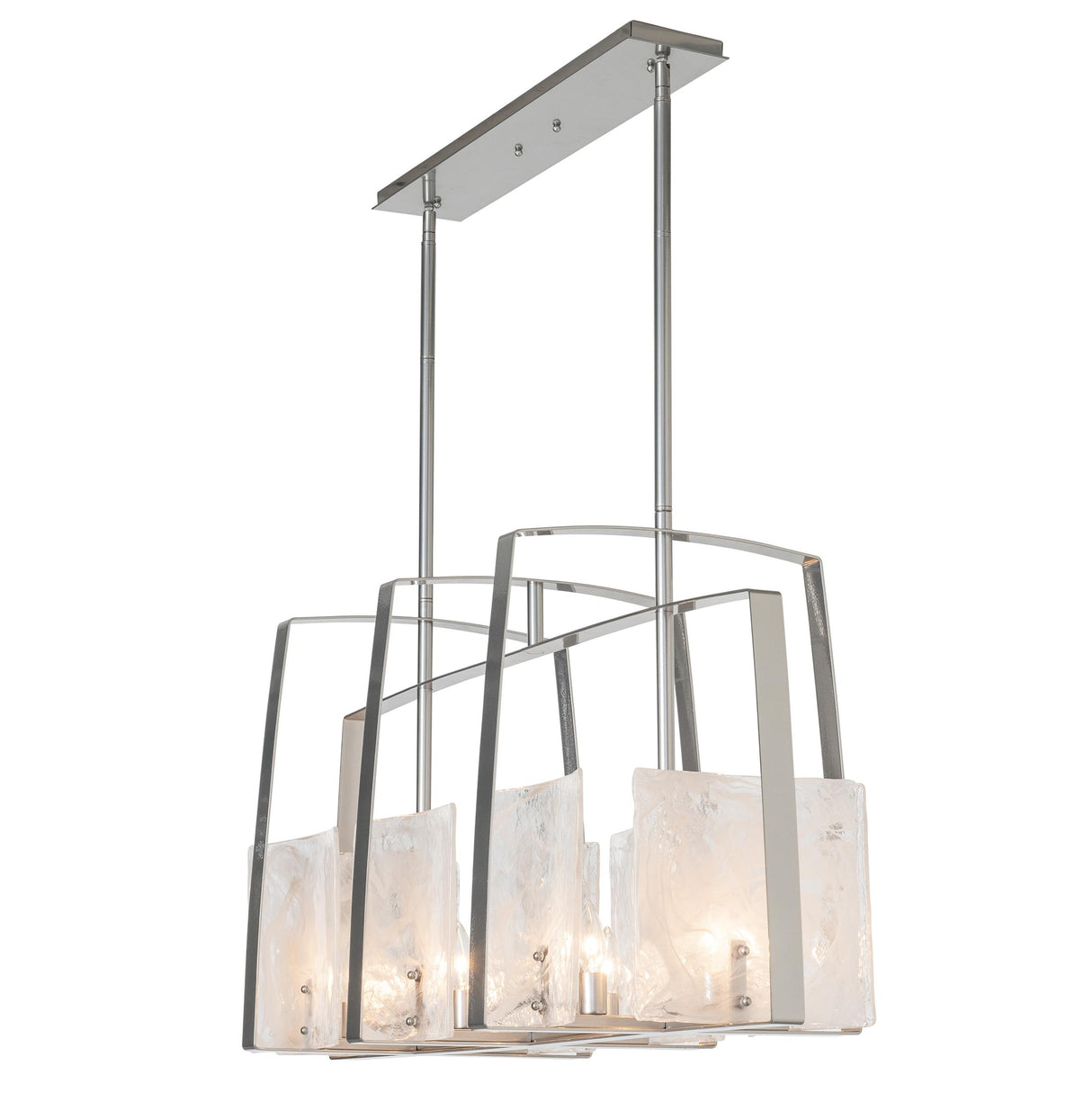 Hubbardton Forge 2022 Sterling White Swirl Glass (YR) Multi Arc Linear Pendant