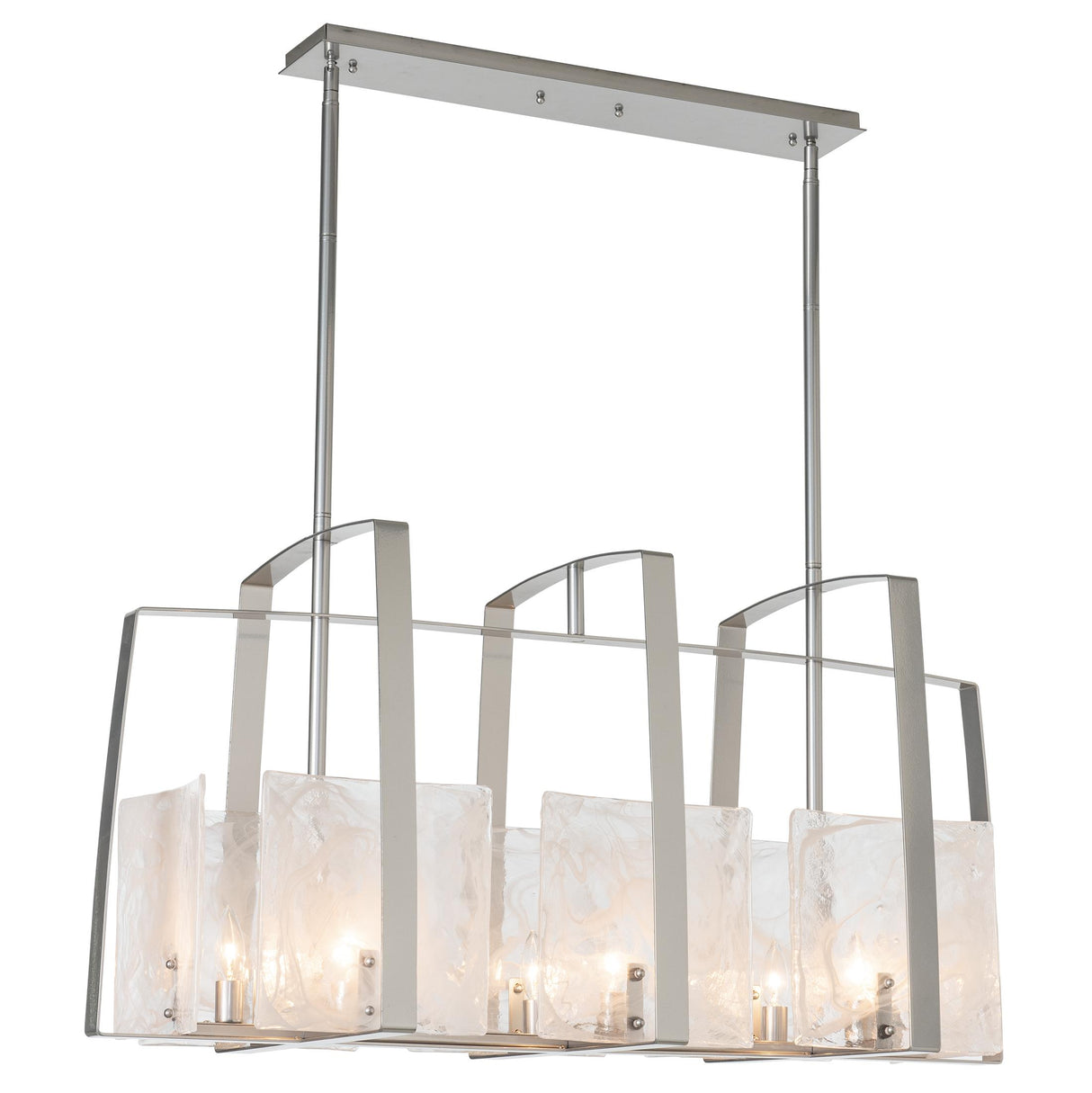 Hubbardton Forge 2022 Sterling White Swirl Glass (YR) Multi Arc Linear Pendant