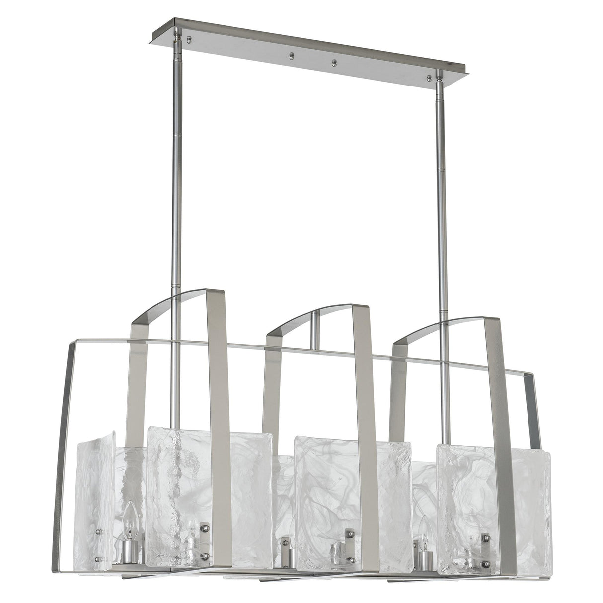 Hubbardton Forge 2022 Sterling White Swirl Glass (YR) Multi Arc Linear Pendant