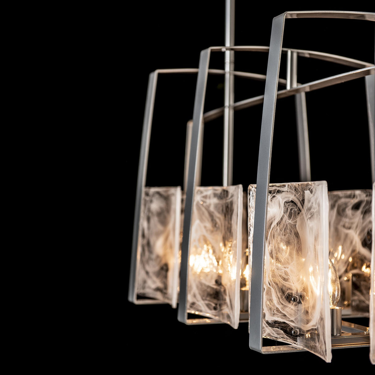 Hubbardton Forge 2022 Sterling White Swirl Glass (YR) Multi Arc Linear Pendant