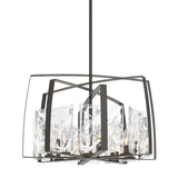 Hubbardton Forge 2022 Dark Smoke White Swirl Glass (YR) Multi Arc 8-Light Pendant