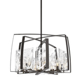 Hubbardton Forge 2022 Oil Rubbed Bronze White Swirl Glass (YR) Multi Arc 8-Light Pendant
