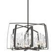 Hubbardton Forge 2022 Natural Iron White Swirl Glass (YR) Multi Arc 8-Light Pendant