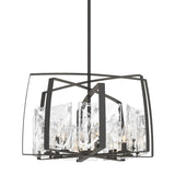 Hubbardton Forge 2022 Natural Iron White Swirl Glass (YR) Multi Arc 8-Light Pendant