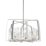 Hubbardton Forge 2022 Vintage Platinum White Swirl Glass (YR) Multi Arc 8-Light Pendant