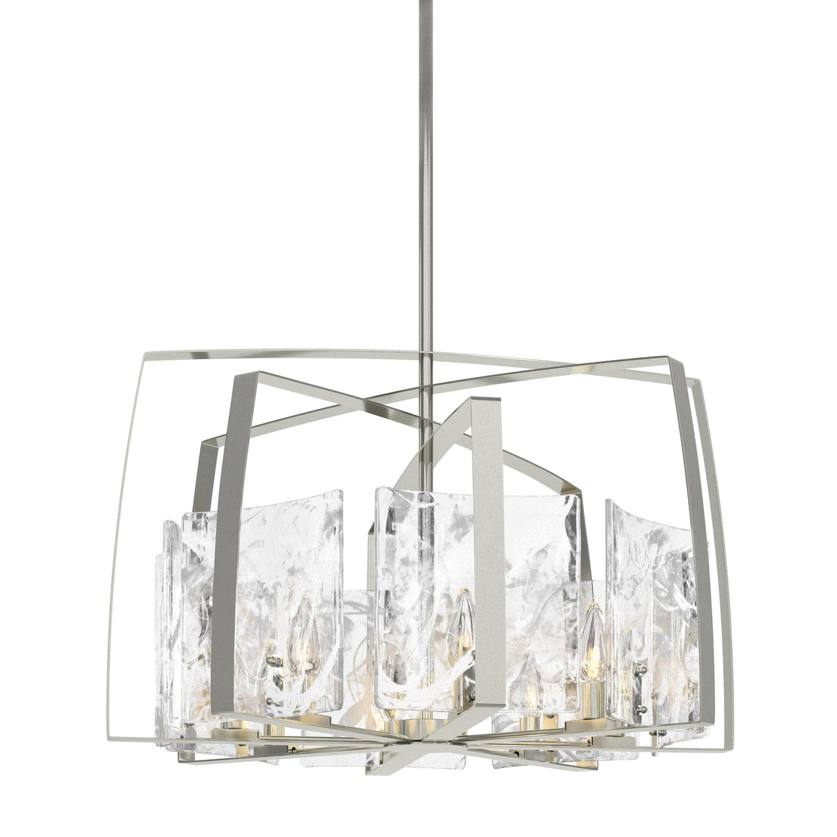 Hubbardton Forge 2022 Sterling White Swirl Glass (YR) Multi Arc 8-Light Pendant