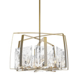 Hubbardton Forge 2022 Modern Brass White Swirl Glass (YR) Multi Arc 8-Light Pendant