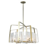 Hubbardton Forge 2022 Modern Brass White Swirl Glass (YR) Multi Arc 8-Light Pendant