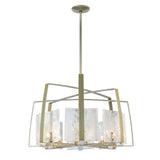 Hubbardton Forge 2022 Modern Brass White Swirl Glass (YR) Multi Arc 8-Light Pendant