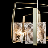 Hubbardton Forge 2022 Modern Brass White Swirl Glass (YR) Multi Arc 8-Light Pendant