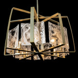 Hubbardton Forge 2022 Modern Brass White Swirl Glass (YR) Multi Arc 8-Light Pendant