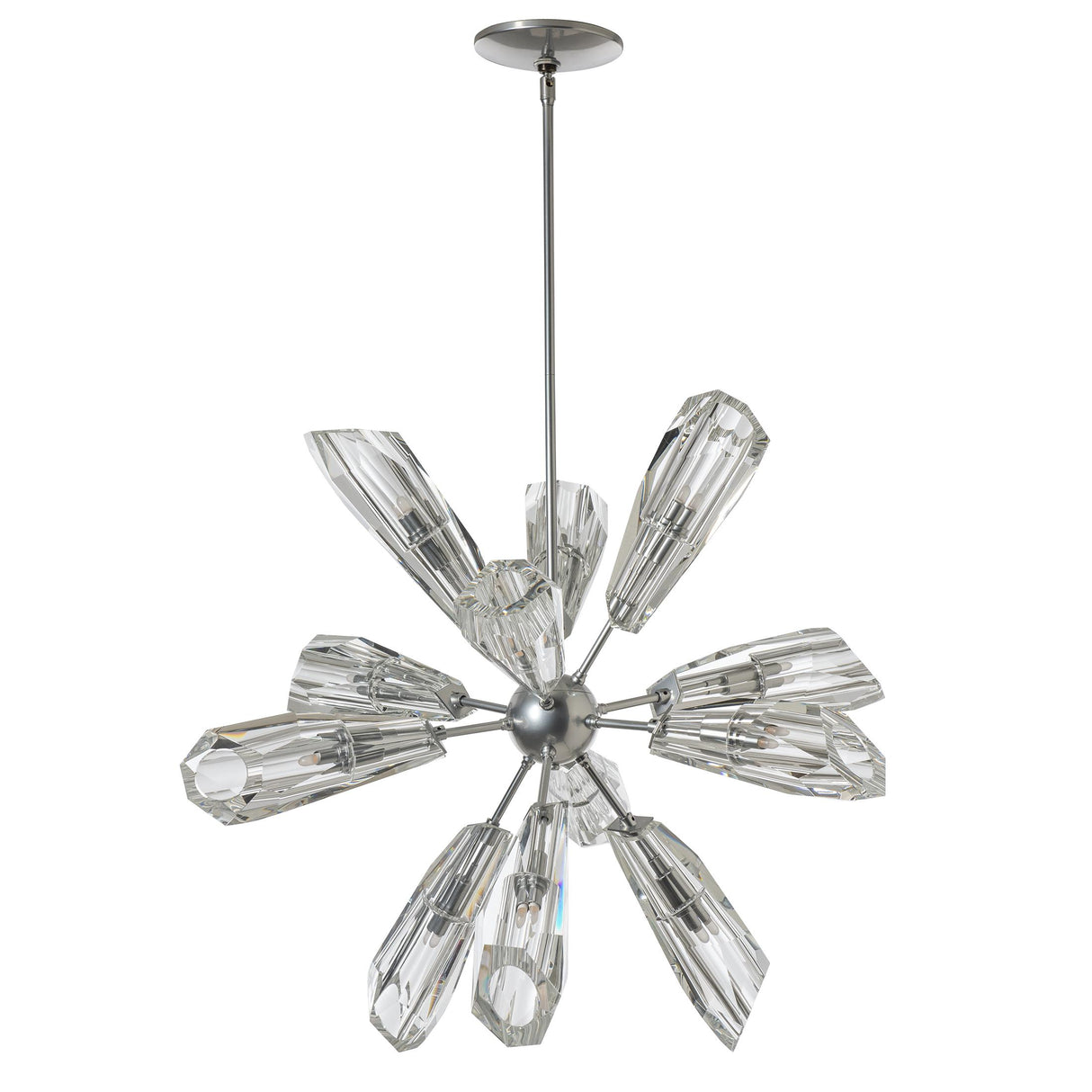 Hubbardton Forge 2023 Sterling Crystal Multi Luma 12-Light Starburst Pendant