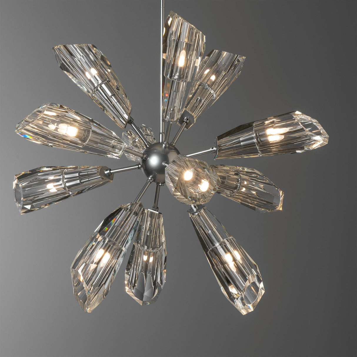 Hubbardton Forge 2023 Sterling Crystal Multi Luma 12-Light Starburst Pendant