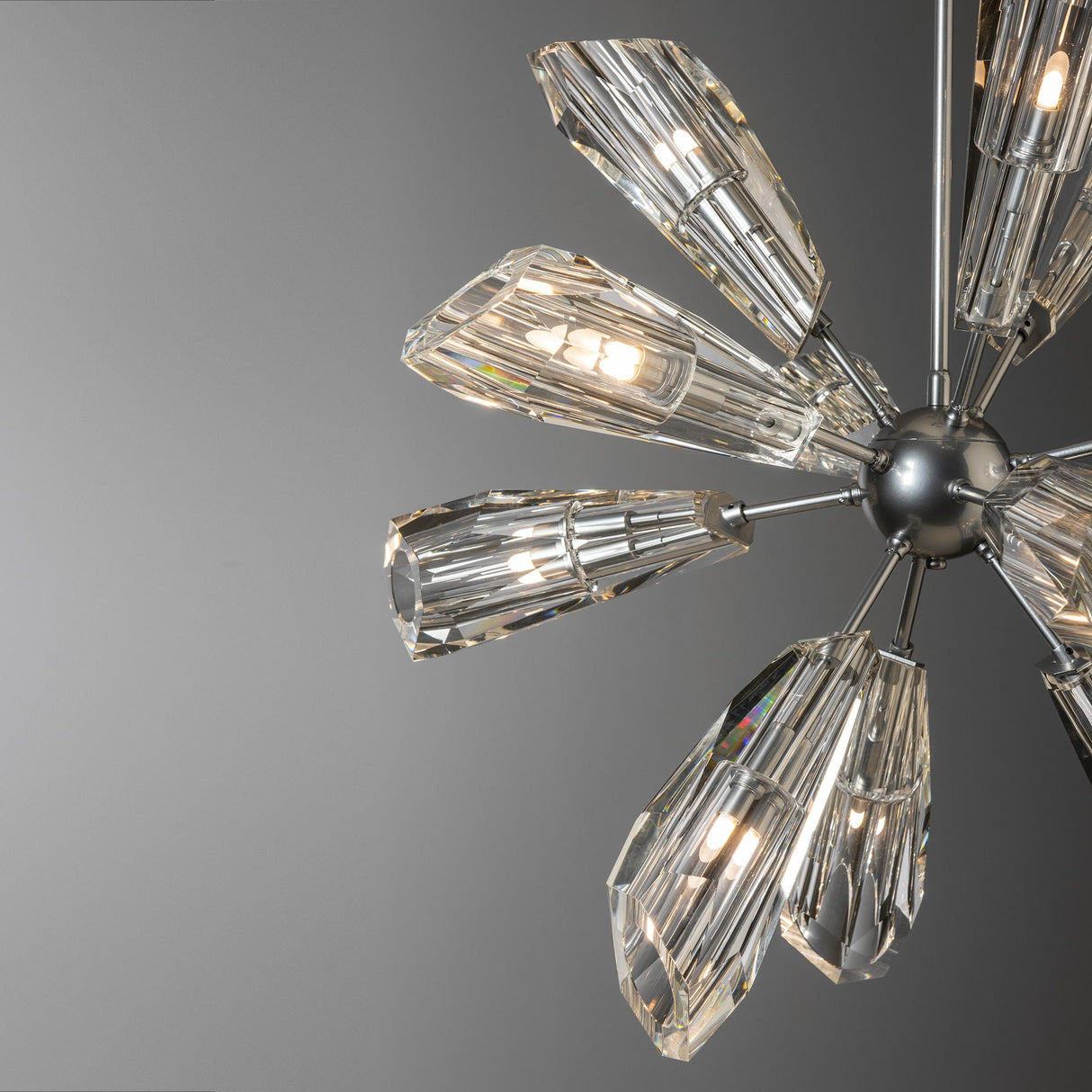 Hubbardton Forge 2023 Sterling Crystal Multi Luma 12-Light Starburst Pendant