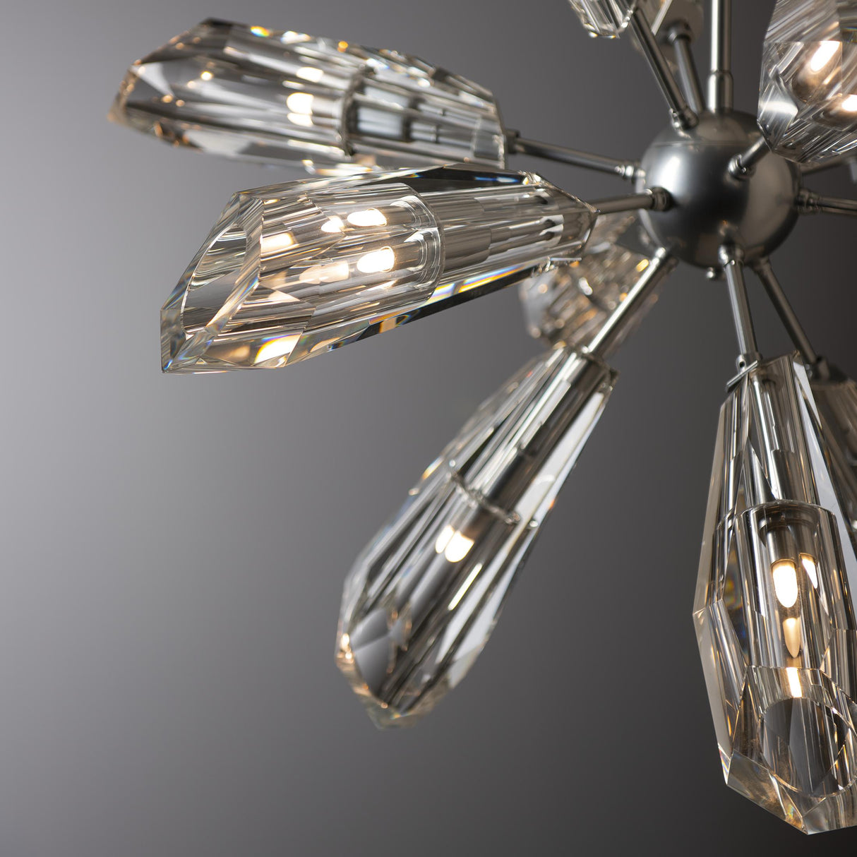 Hubbardton Forge 2023 Sterling Crystal Multi Luma 12-Light Starburst Pendant