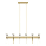 Hubbardton Forge 2023 Modern Brass Cast Glass (YC) Multi Echo 12-Light Linear Pendant