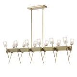 Hubbardton Forge 2023 Modern Brass Cast Glass (YC) Multi Echo 12-Light Linear Pendant