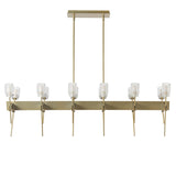 Hubbardton Forge 2023 Modern Brass Cast Glass (YC) Multi Echo 12-Light Linear Pendant