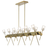 Hubbardton Forge 2023 Modern Brass Cast Glass (YC) Multi Echo 12-Light Linear Pendant