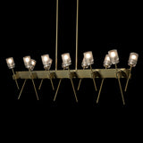 Hubbardton Forge 2023 Modern Brass Cast Glass (YC) Multi Echo 12-Light Linear Pendant