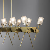 Hubbardton Forge 2023 Modern Brass Cast Glass (YC) Multi Echo 12-Light Linear Pendant