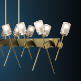 Hubbardton Forge 2023 Modern Brass Cast Glass (YC) Multi Echo 12-Light Linear Pendant