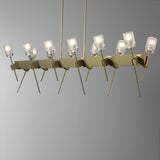 Hubbardton Forge 2023 Modern Brass Cast Glass (YC) Multi Echo 12-Light Linear Pendant