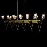 Hubbardton Forge 2023 Modern Brass Cast Glass (YC) Multi Echo 12-Light Linear Pendant
