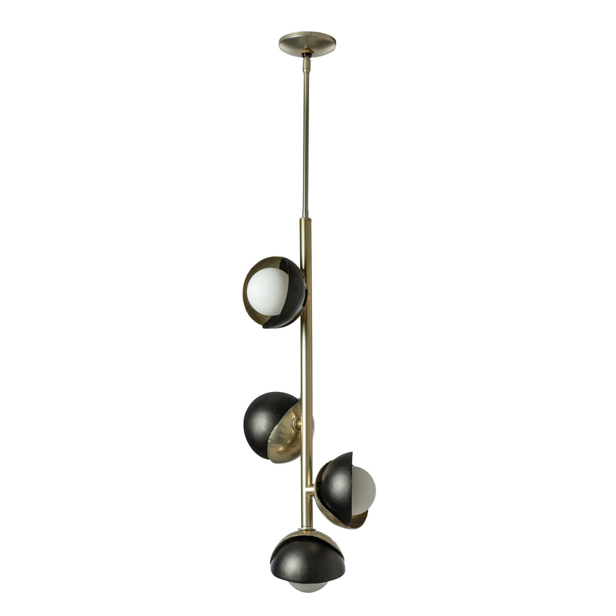 Hubbardton Forge 2022 Modern Brass Oil Rubbed Bronze Opal Glass (GG) Multi Brooklyn 4-Light Double Shade Vertical Pendant