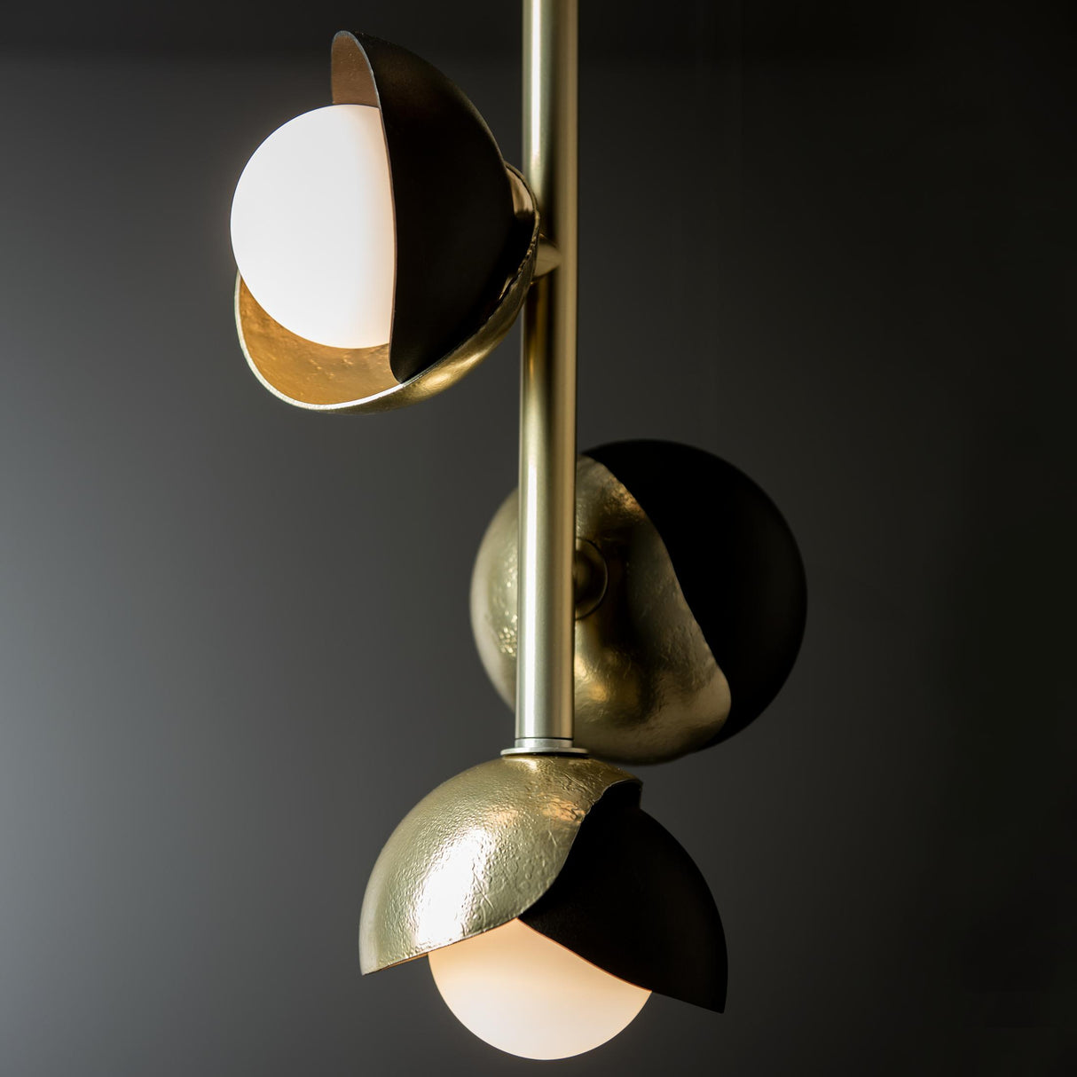 Hubbardton Forge 2022 Modern Brass Oil Rubbed Bronze Opal Glass (GG) Multi Brooklyn 4-Light Double Shade Vertical Pendant