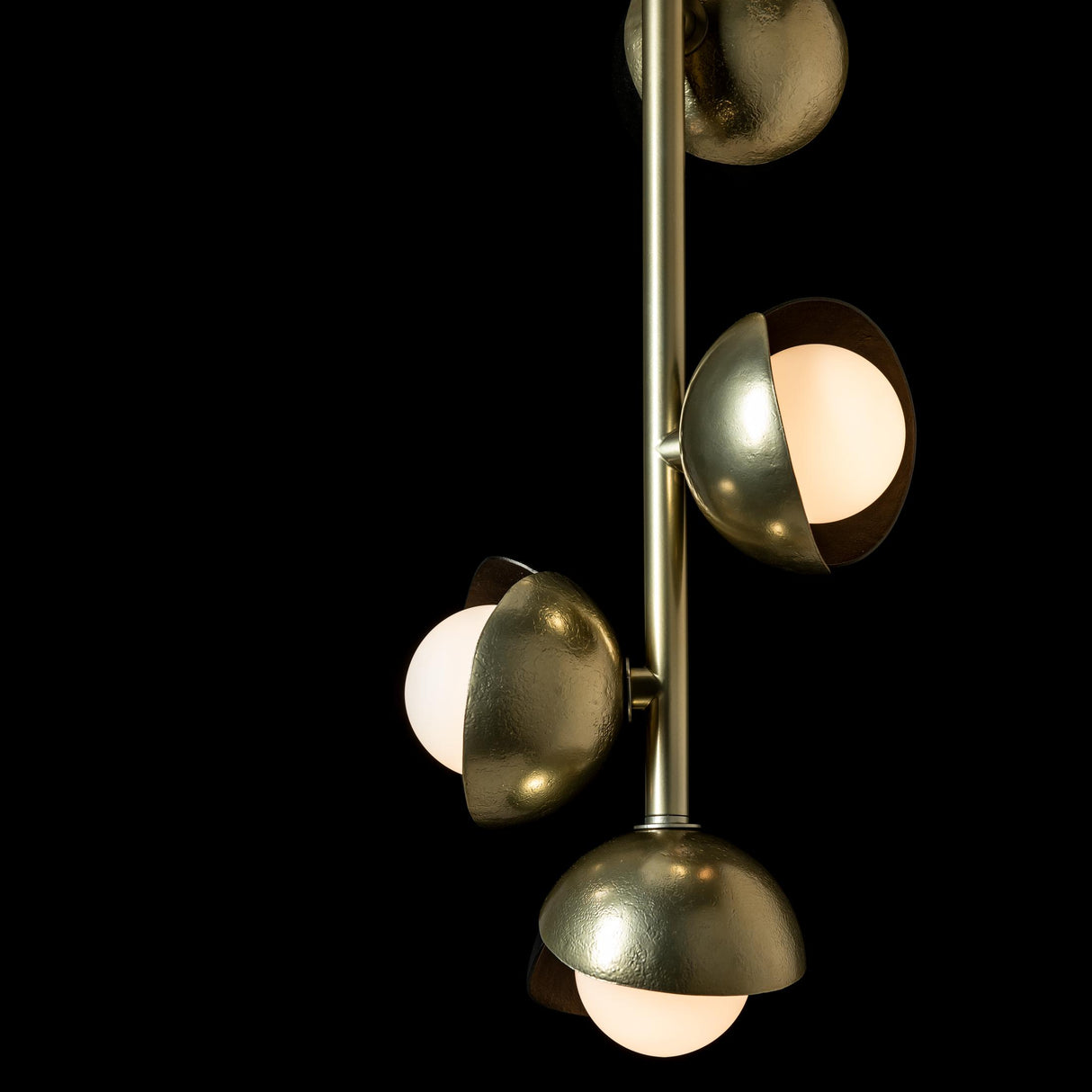 Hubbardton Forge 2022 Modern Brass Oil Rubbed Bronze Opal Glass (GG) Multi Brooklyn 4-Light Double Shade Vertical Pendant