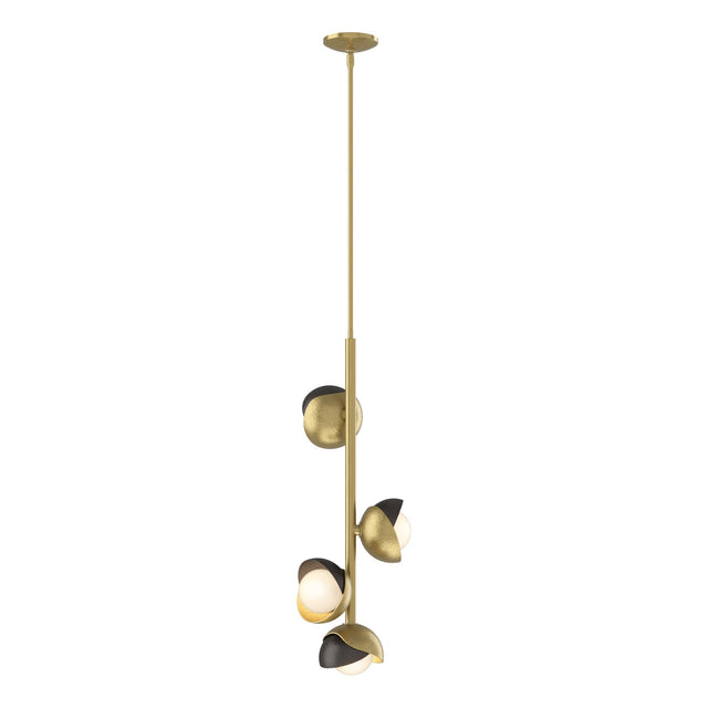 Hubbardton Forge 2022 Modern Brass Oil Rubbed Bronze Opal Glass (GG) Multi Brooklyn 4-Light Double Shade Vertical Pendant