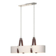 Hubbardton Forge 2022 Polished Nickel British Brown Leather Flax Shade (SE) Standard Saratoga Oval Pendant