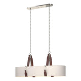 Hubbardton Forge 2022 Polished Nickel British Brown Leather Flax Shade (SE) Standard Saratoga Oval Pendant