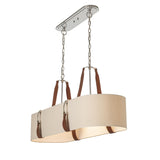Hubbardton Forge 2022 Polished Nickel Chestnut Leather Flax Shade (SE) Standard Saratoga Oval Pendant