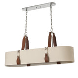 Hubbardton Forge 2022 Polished Nickel Chestnut Leather Flax Shade (SE) Standard Saratoga Oval Pendant