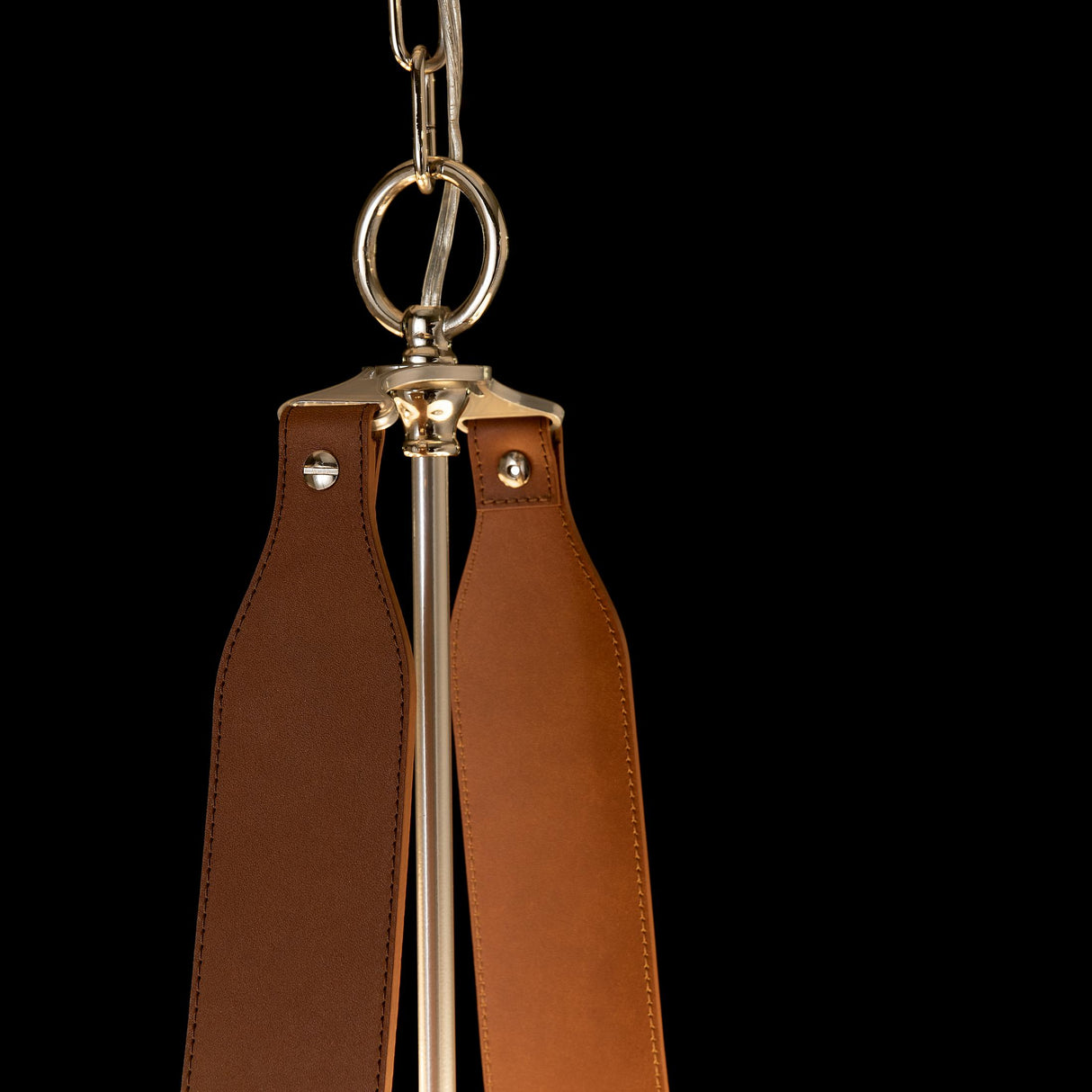 Hubbardton Forge 2022 Polished Nickel Chestnut Leather Flax Shade (SE) Standard Saratoga Oval Pendant
