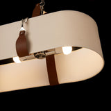 Hubbardton Forge 2022 Polished Nickel Chestnut Leather Flax Shade (SE) Standard Saratoga Oval Pendant