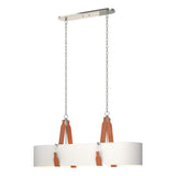 Hubbardton Forge 2022 Polished Nickel Chestnut Leather Natural Anna Shade (SF) Standard Saratoga Oval Pendant