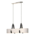 Hubbardton Forge 2022 Polished Nickel Black Leather Flax Shade (SE) Standard Saratoga Oval Pendant