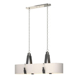 Hubbardton Forge 2022 Polished Nickel Black Leather Flax Shade (SE) Standard Saratoga Oval Pendant