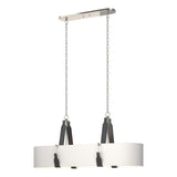 Hubbardton Forge 2022 Polished Nickel Black Leather Natural Anna Shade (SF) Standard Saratoga Oval Pendant