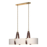 Hubbardton Forge 2022 Antique Brass British Brown Leather Flax Shade (SE) Standard Saratoga Oval Pendant