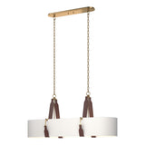 Hubbardton Forge 2022 Antique Brass British Brown Leather Natural Anna Shade (SF) Standard Saratoga Oval Pendant