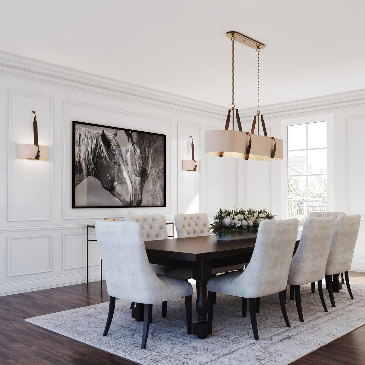 Hubbardton Forge 2022 Antique Brass Chestnut Leather Flax Shade (SE) Standard Saratoga Oval Pendant