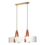 Hubbardton Forge 2022 Antique Brass Chestnut Leather Natural Anna Shade (SF) Standard Saratoga Oval Pendant
