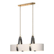 Hubbardton Forge 2022 Antique Brass Black Leather Flax Shade (SE) Standard Saratoga Oval Pendant