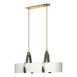 Hubbardton Forge 2022 Antique Brass Black Leather Natural Anna Shade (SF) Standard Saratoga Oval Pendant