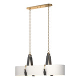 Hubbardton Forge 2022 Antique Brass Black Leather Natural Anna Shade (SF) Standard Saratoga Oval Pendant