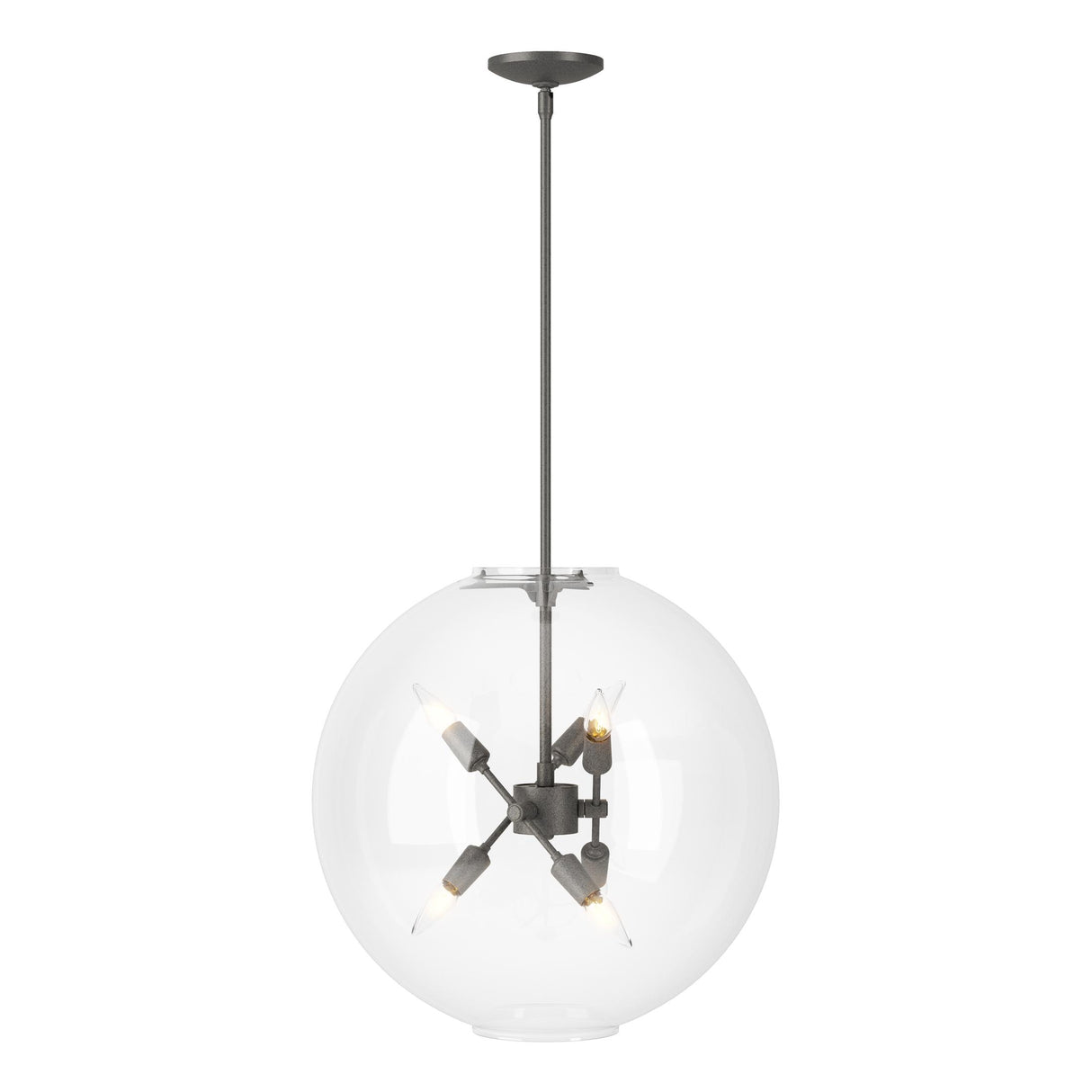 Hubbardton Forge 2022 Natural Iron Clear Glass (ZM) Multi Sfera 6-Light Pendant